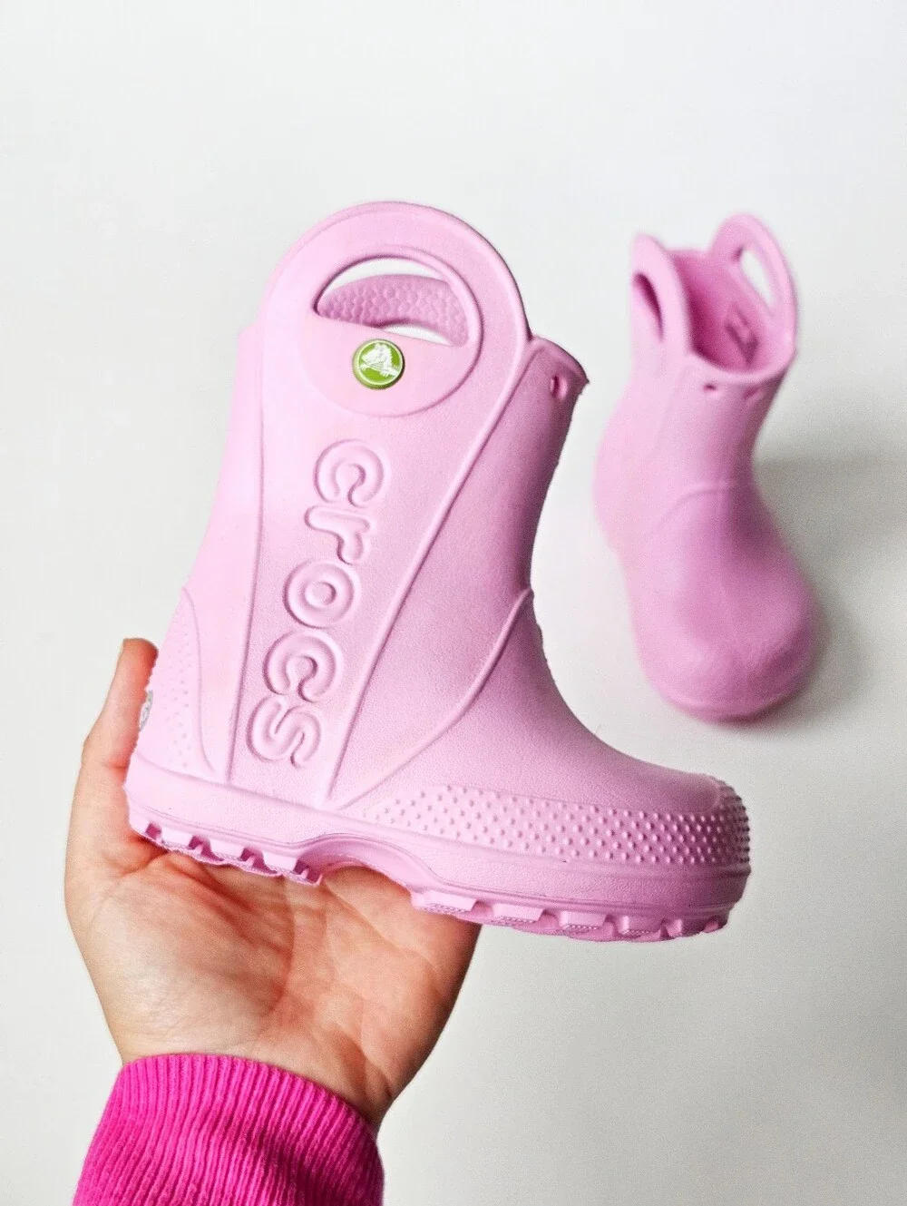 Crocs Handle It Rain Boots Pink Toddler Kids Size C6 Waterproof